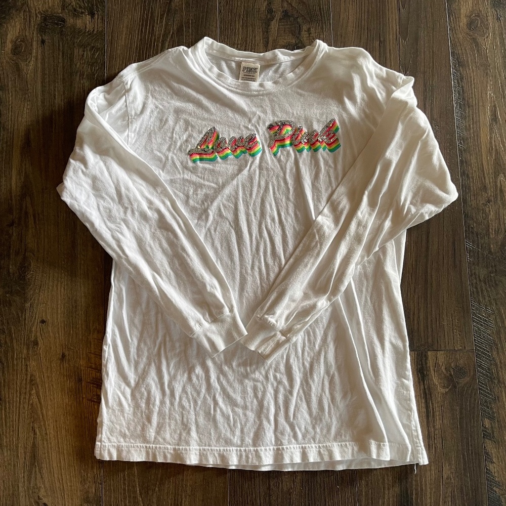 Victoria’s Secret PINK Long-Sleeve‎ Campus Tee – Size Small